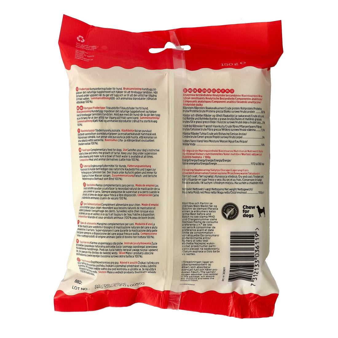 Dogman Tuggrulle Rullad 3p Vit 12,5cm