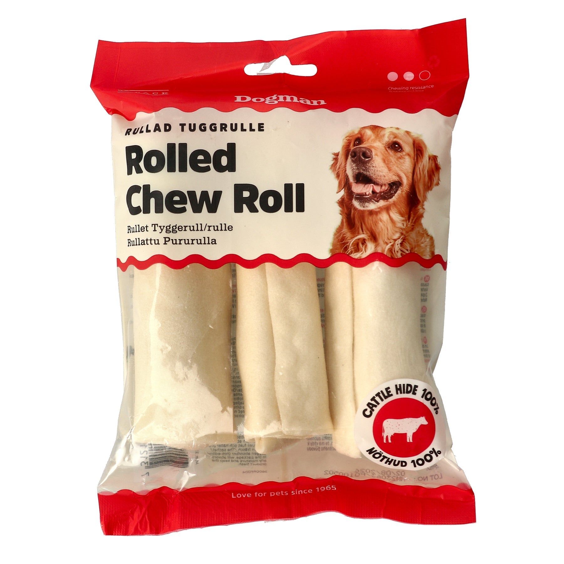 Dogman Tuggrulle Rullad 3p Vit 12,5cm