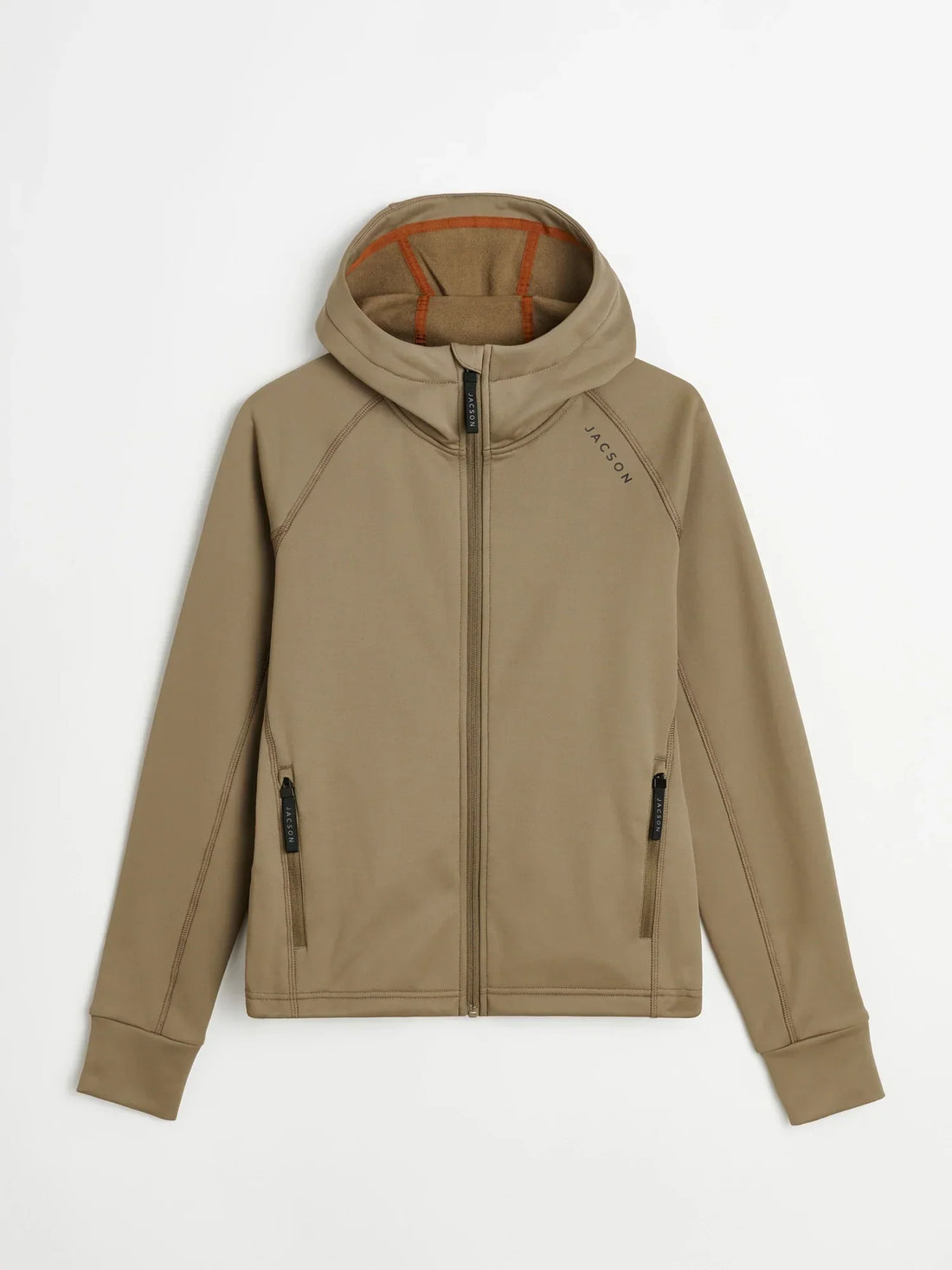 Funktionsjackor Siv och Rut med stretchigt material, dragkedjor och justerbar dragsko. Siv har huva och Rut hög krage. Finns i flera färger.