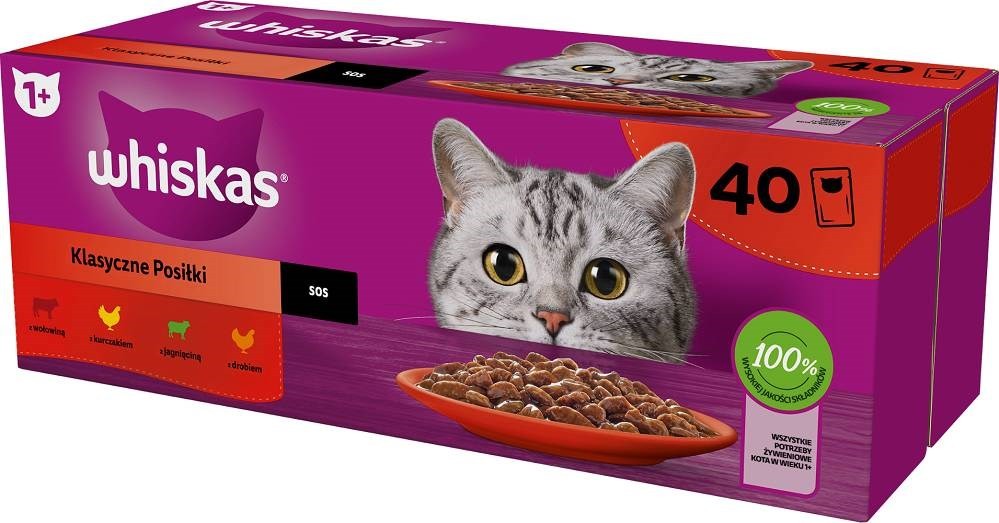 Whiskas 1+ Oxe, Lamm och Kyckling i Sås 40x85 g