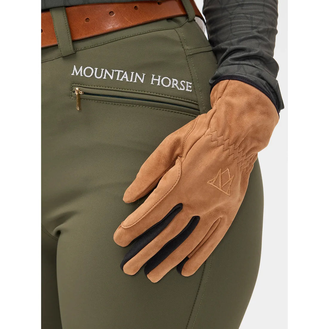 Mountain Horse Leather Glove Fleece Lined Lt.Brown
