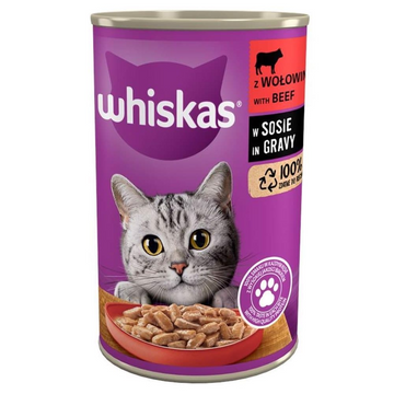 Whiskas 1+ burk 400 g  1+ Nötkött & lever i sås