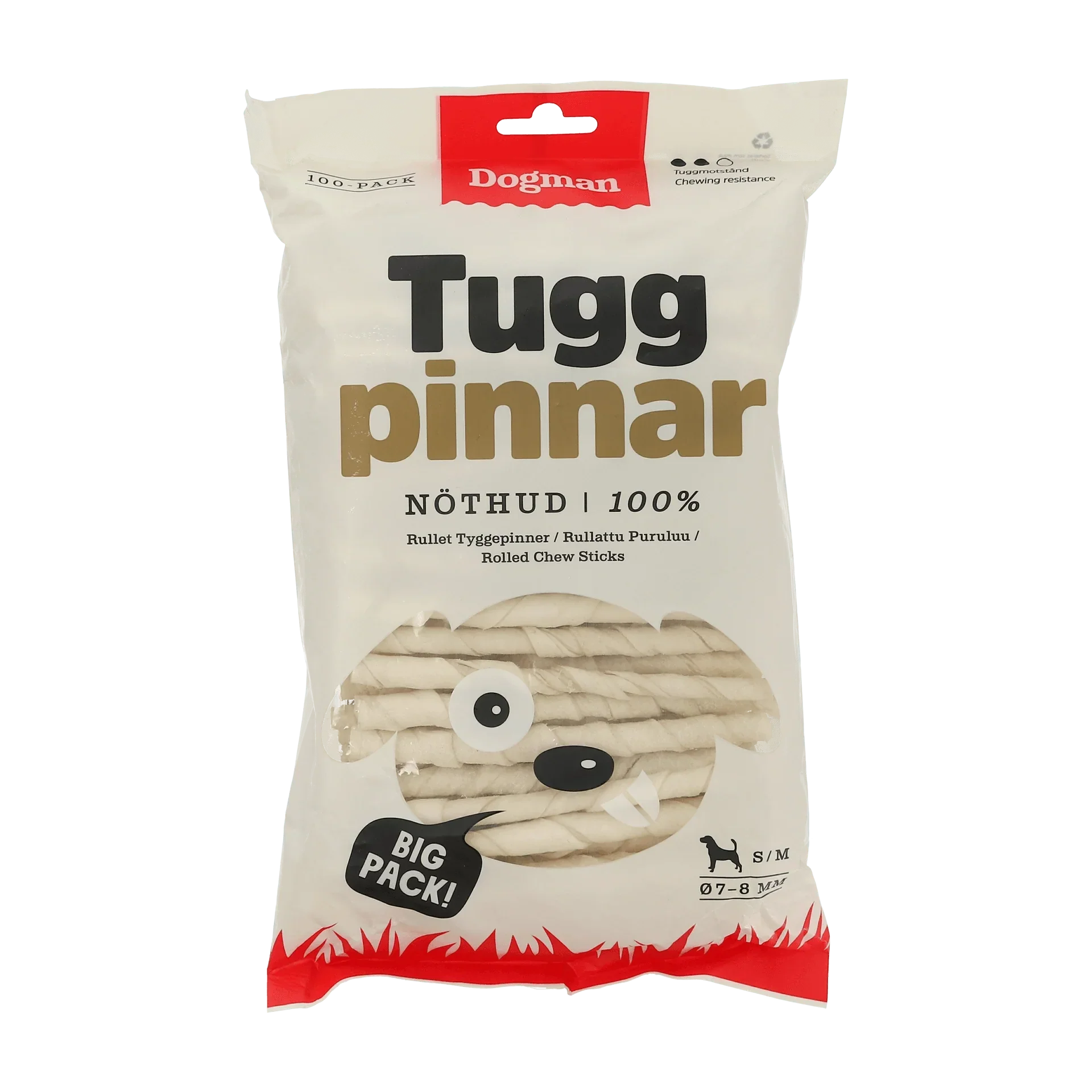 Dogman Tuggpinnar Rullade 100p Vit 12,5cm