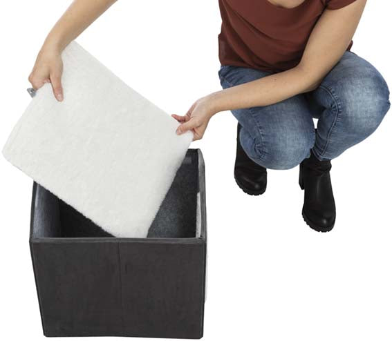 Livia cave, 38 × 41 × 44 cm, mörkgrå/vit