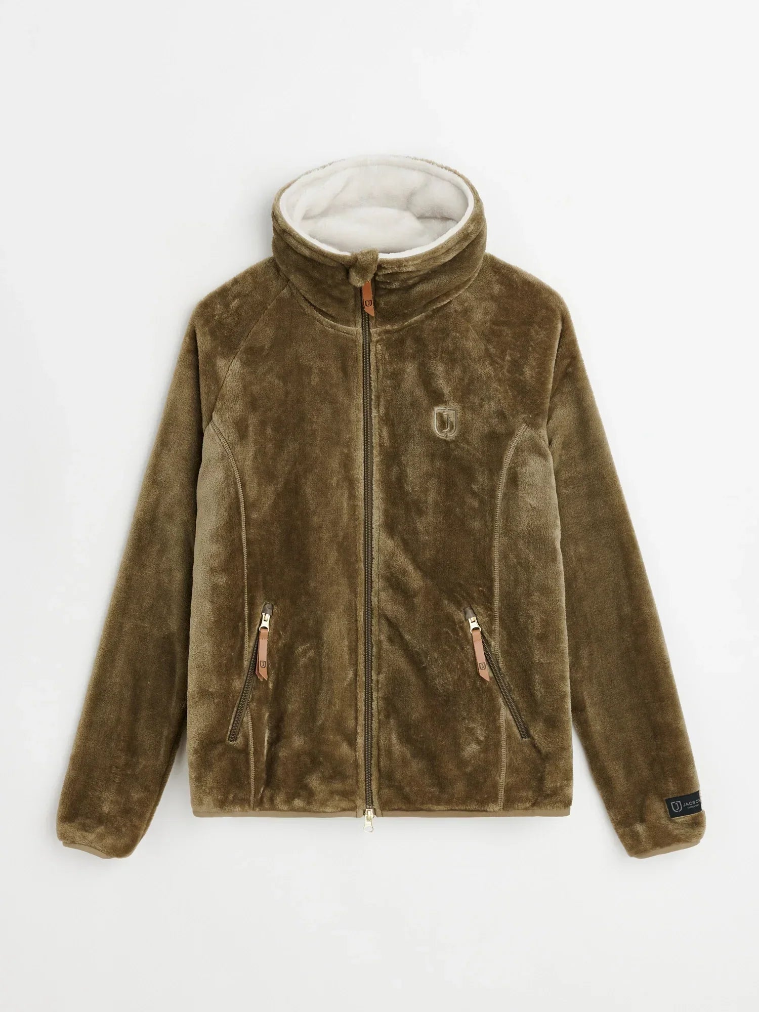 Dagmar softpile-jacka med hög krage, tvåvägsdragkedja och fickor. Pre-Loved-sortimentet, hållbart och stilrent val för stall och utomhus.