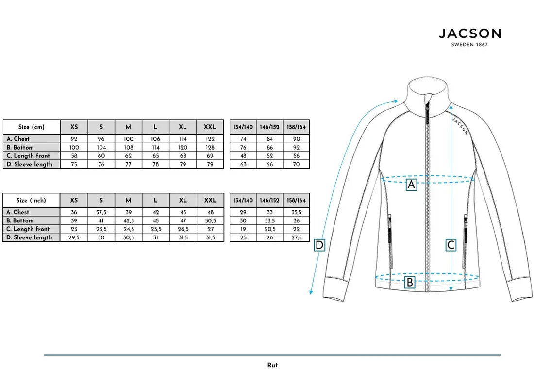 Funktionsjackor Siv med huva och Rut med krage, i stretchigt material för rörelsefrihet. Justerbar nederkant och praktiska fickor, tillgängliga i flera färger.