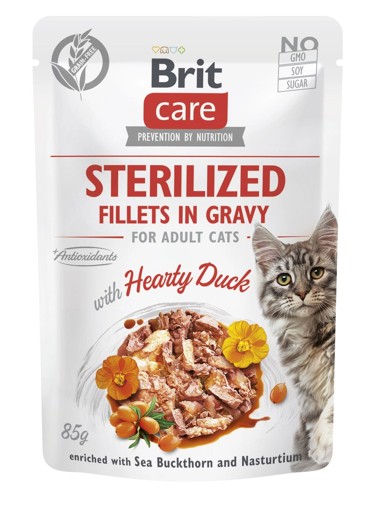 BRIT Care Filéer i In gravy Pouch Sterilized Hearty Duck 85g med anka för steriliserade katter