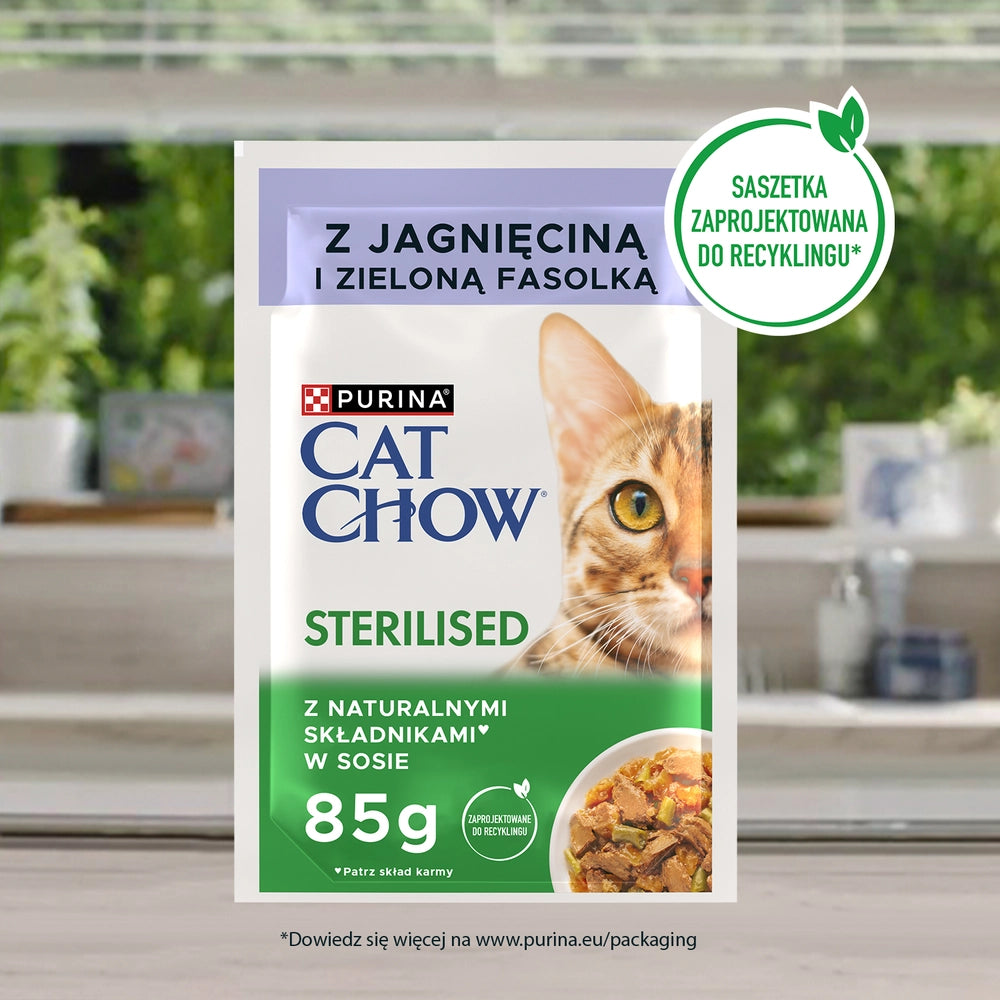 CAT CHOW Sterilised Kattmat med lamm och gröna bönor i sås 85g