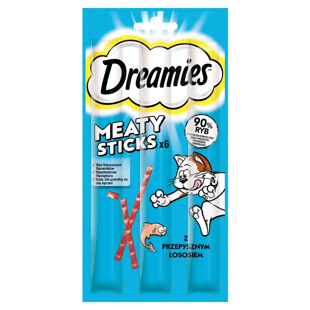 DREAMIES 30g – komplementfoder för vuxna katter, med utsökt lax