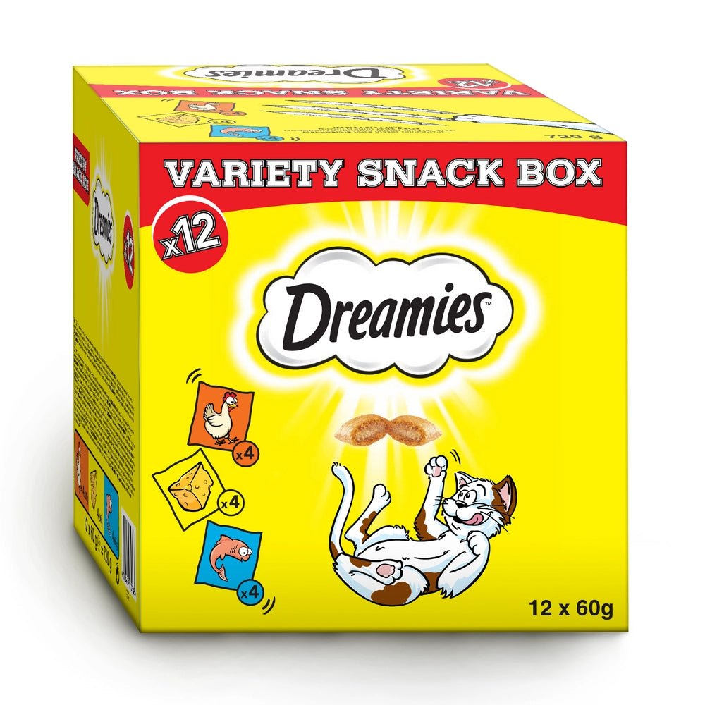 Dreamies Mixbox (kyckling, ost, lax) 12 x 60 g