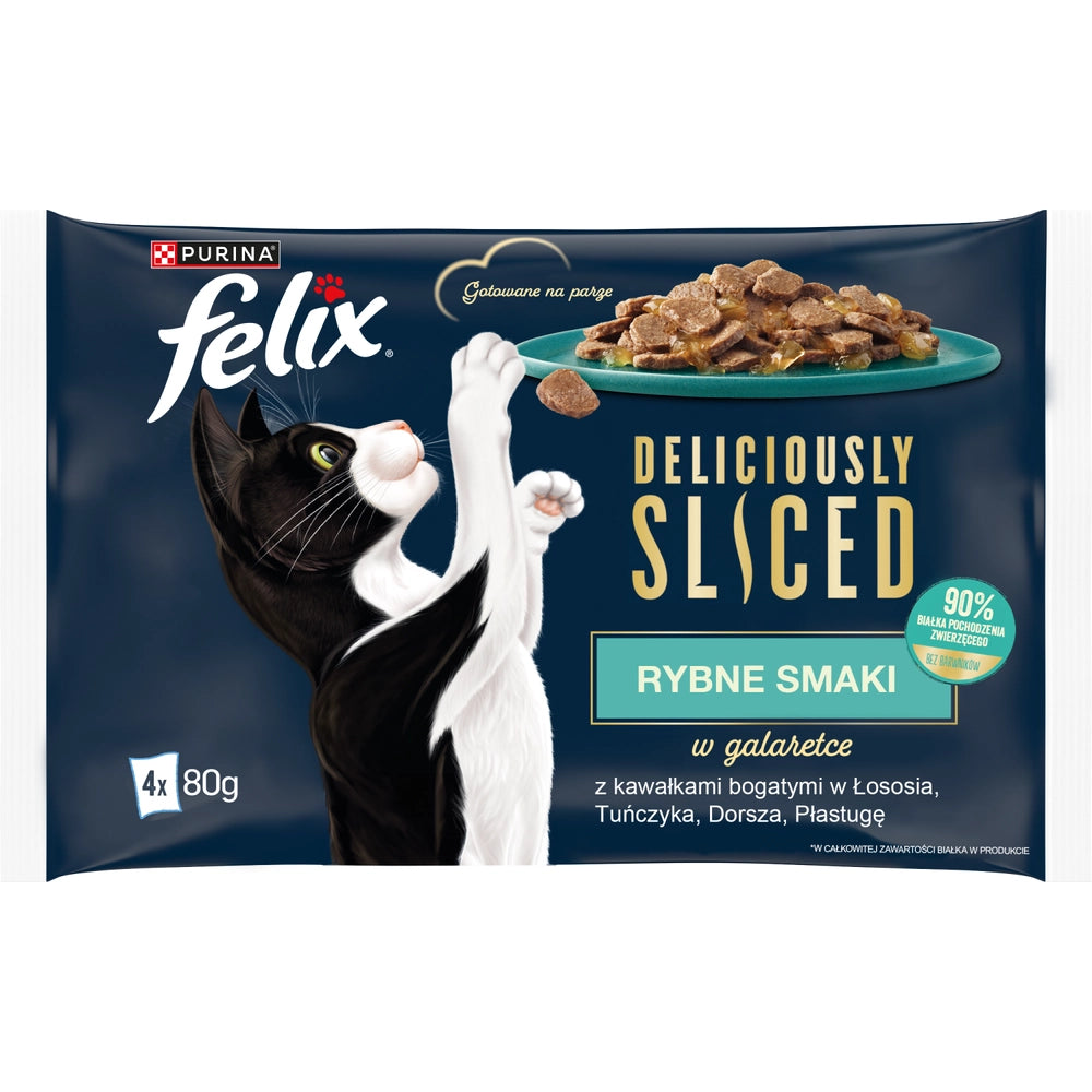 FELIX Deliciously Sliced Fisk Smaker Våtfoder för katt 4x80g