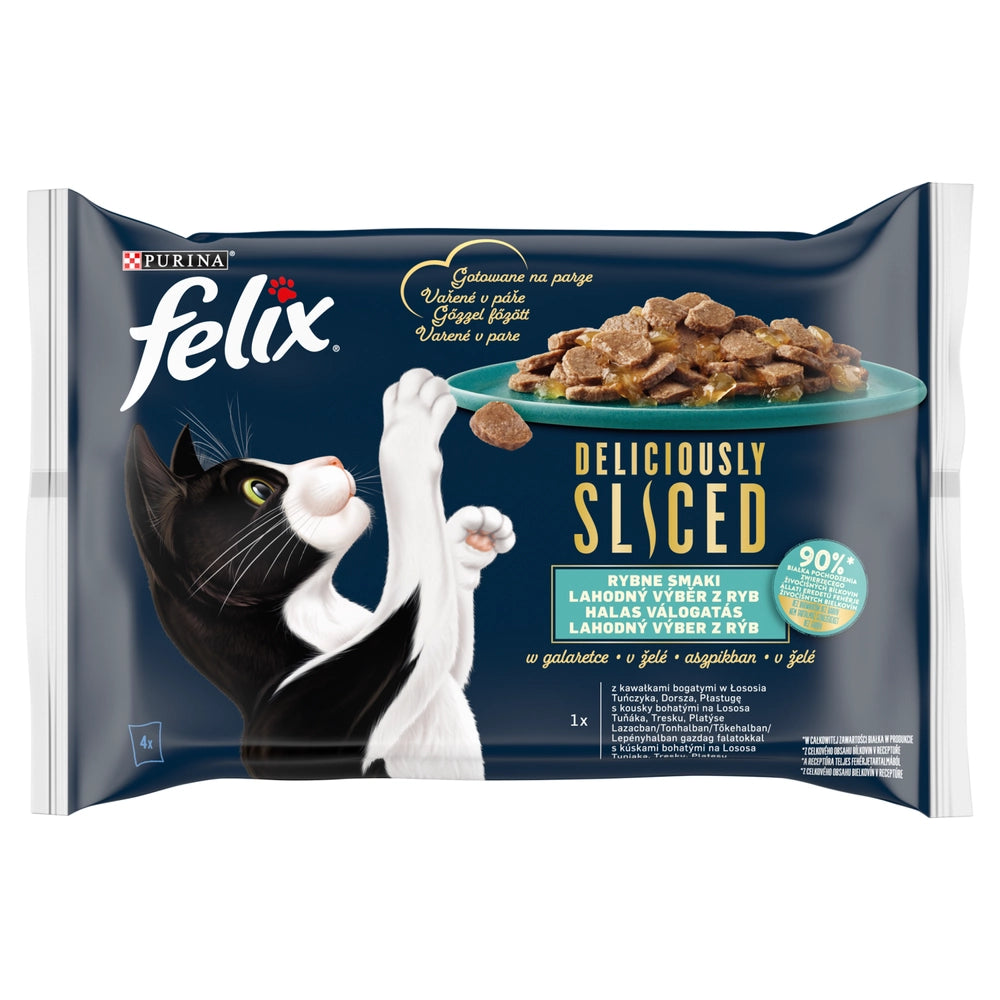 FELIX Deliciously Sliced Fisk Smaker Våtfoder för katt 4x80g