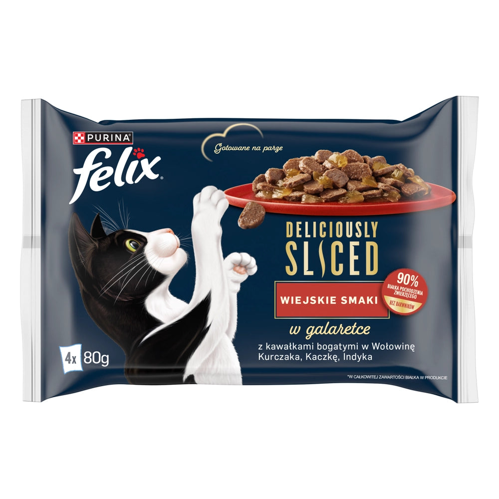 FELIX Deliciously Sliced Wiejskie Smaki Våt kattmat 4x80g