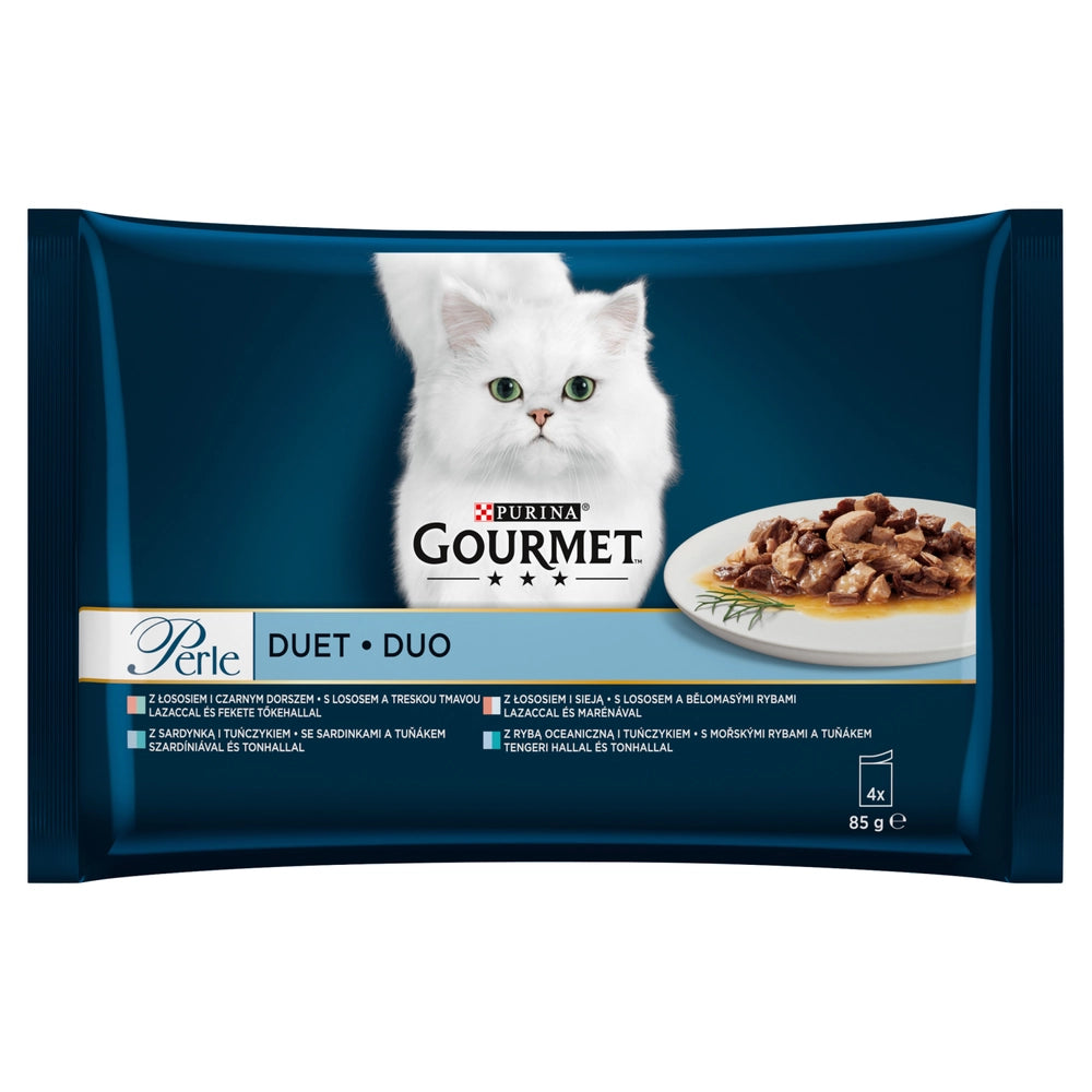 Purina Gourmet Perle mat för vuxna katter Köttig Duo 4x85g