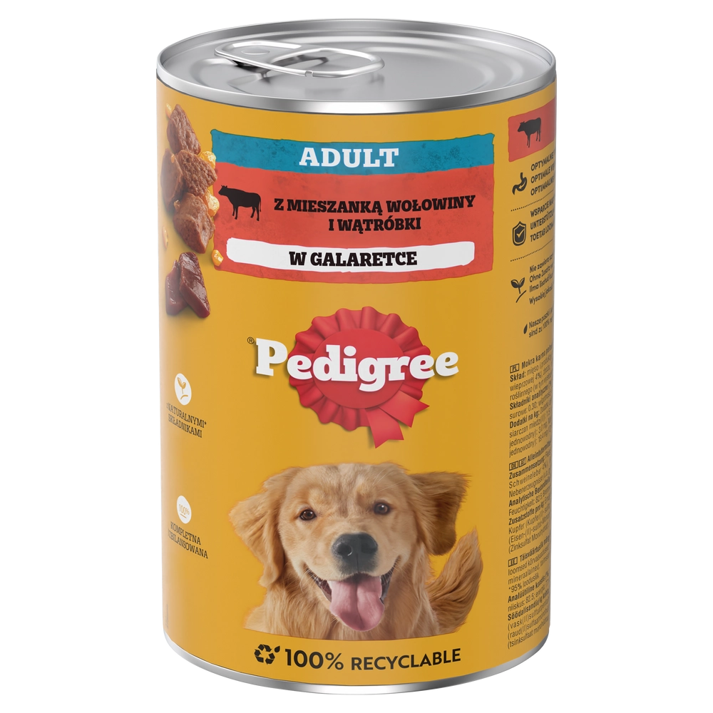 PEDIGREE Adult burk 1200g - våtfoder fullfoder för vuxna hundar, med nötkött i gelé