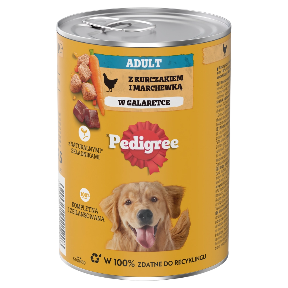 PEDIGREE Adult burk 400g - våtfoder helfoder för vuxna hundar, med kyckling och morötter i gelé