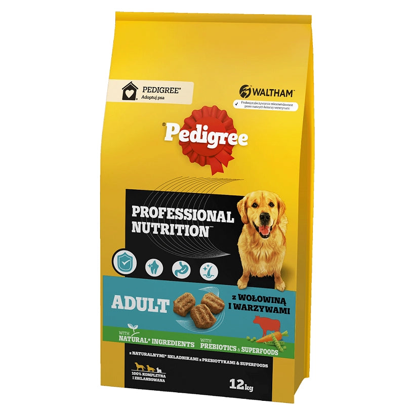 PEDIGREE Adult Professional Nutrition 12 kg med nötkött och grönsaker för stora och medelstora hundar