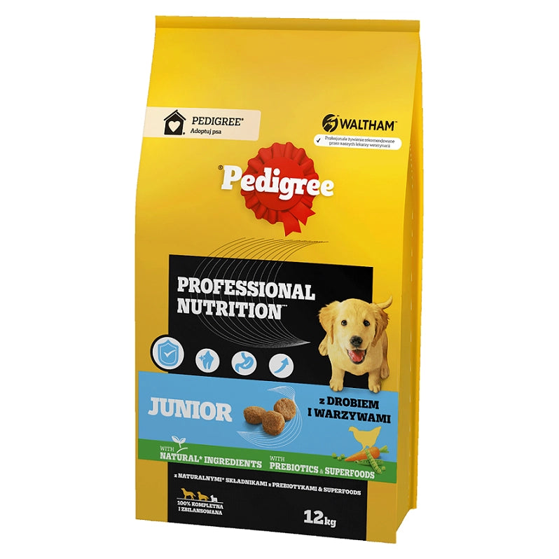 PEDIGREE® Junior Professional Nutrition 12 kg med fågel och grönsaker - torrt helfoder för valpar av stora och medelstora hundraser