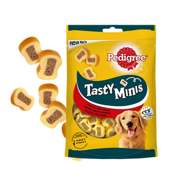 PEDIGREE Tasty Minis 155g - godis för vuxna hundar, med smak av nötkött och fjäderfä