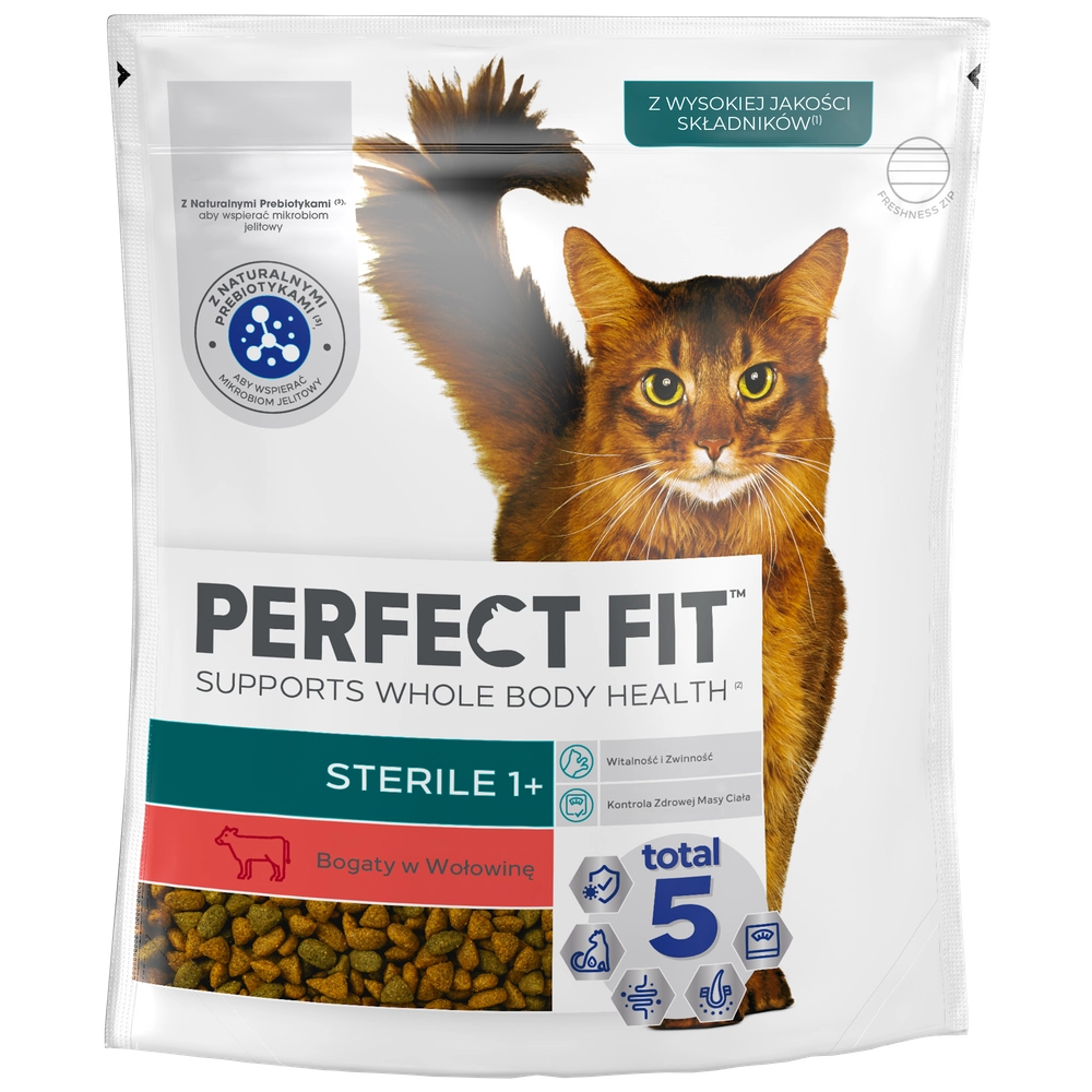 PERFECT FIT (Sterile 1+) 750g Rik på nötkött - torrfoder för steriliserad katt