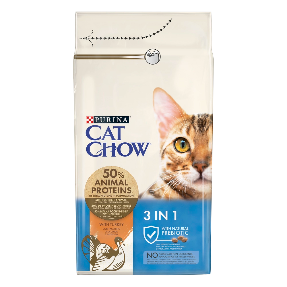PURINA Cat Chow 3in1 Foder rikt på kalkon 1,5kg