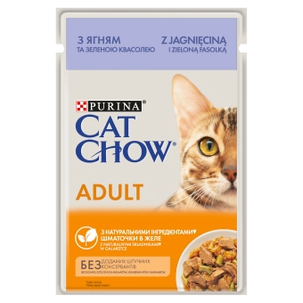 PURINA Cat Chow Adult Torrfoder för katter med lamm och gröna bönor i gelé 85g