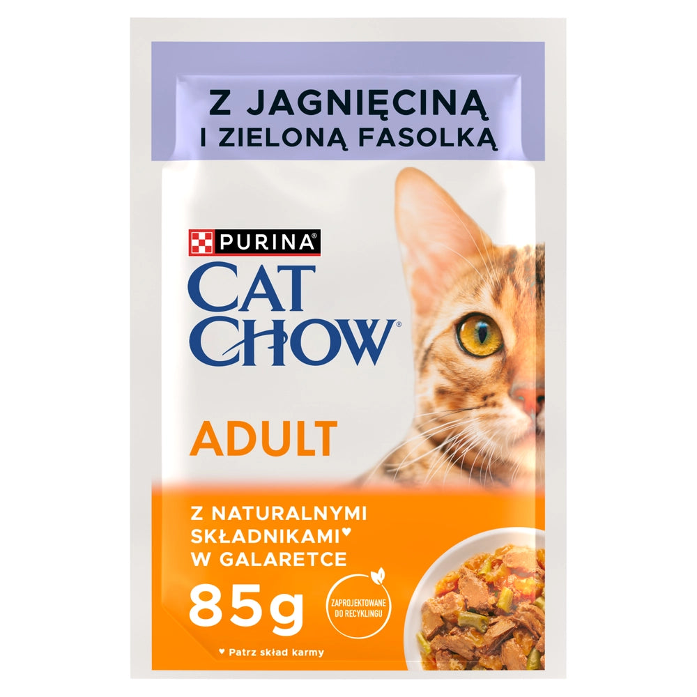 PURINA Cat Chow Adult Torrfoder för katter med lamm och gröna bönor i gelé 85g