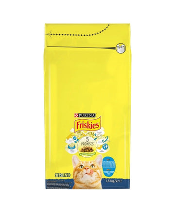 PURINA Friskies Sterilized Foder för katter med blandning av lax och tonfisk med grönsaker 1,5kg