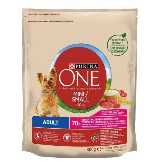PURINA ONE Mini Adult Nötkött & ris 800g