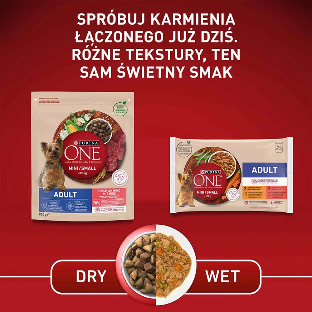 PURINA ONE Mini Adult Nötkött & ris 800g