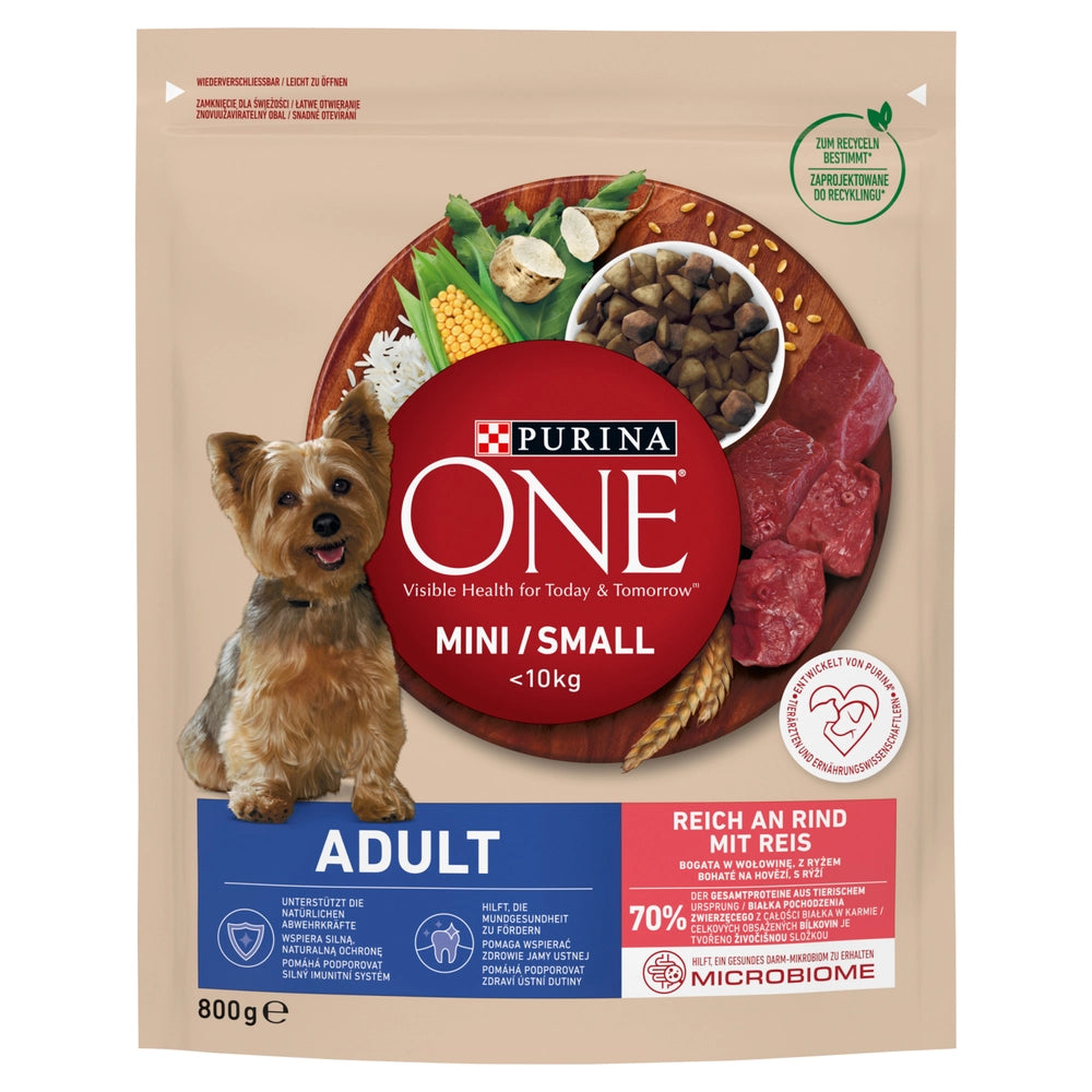 PURINA ONE Mini Adult Nötkött & ris 800g