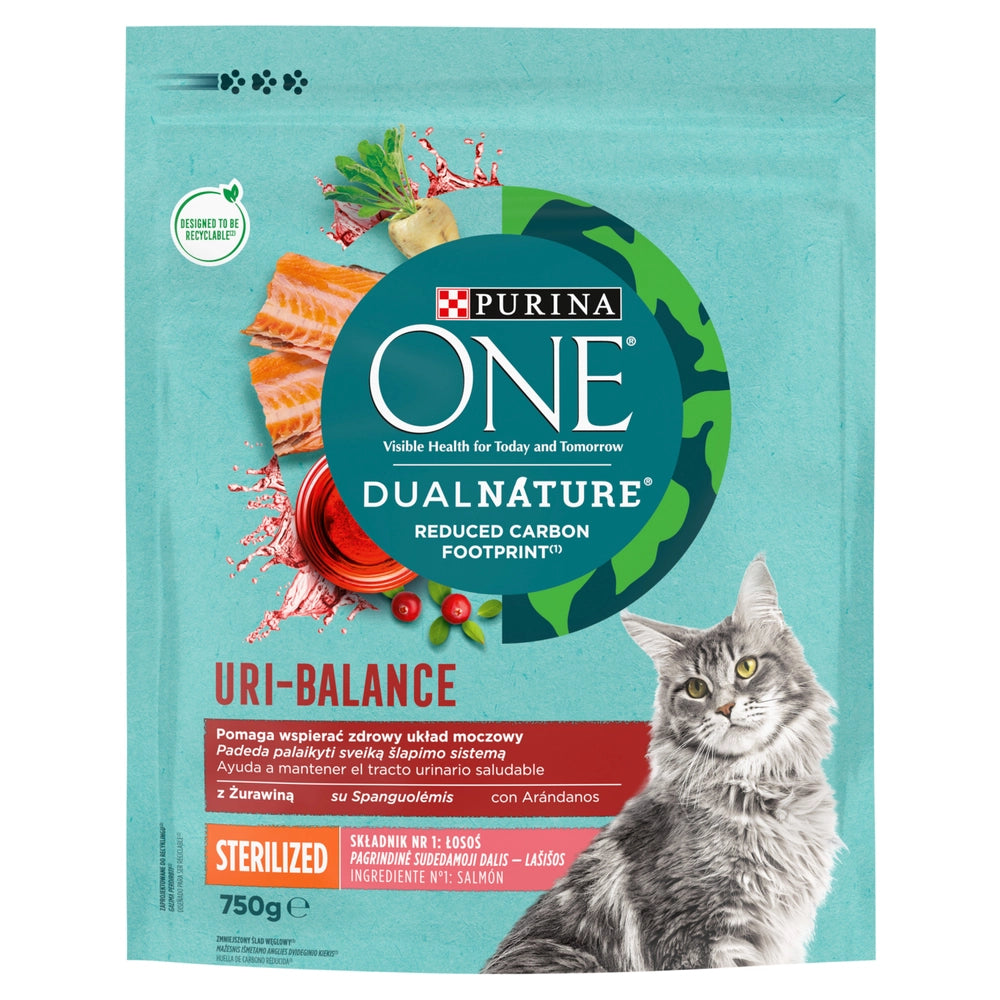 PURINA One Dual Nature Sterilized Lax & tranbär 750 g