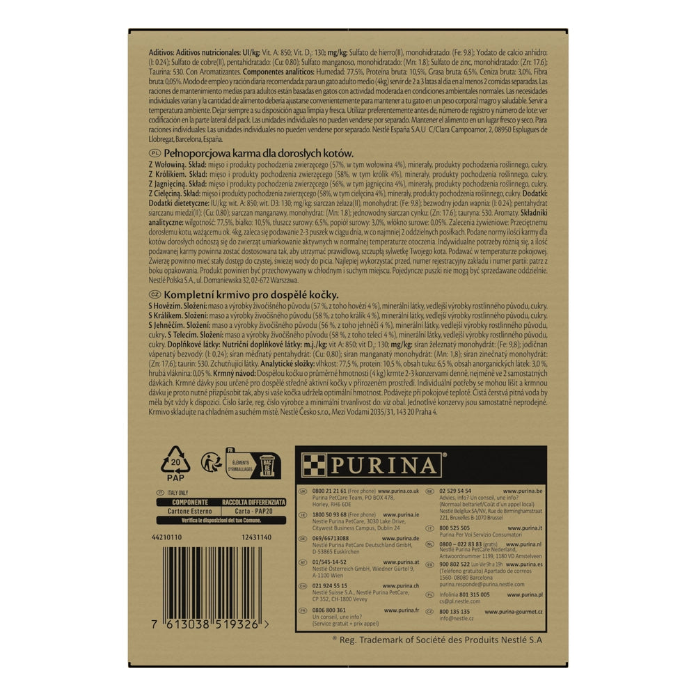 Purina Gourmet Gold Mus mix 96x85g (nötkött, kanin, lamm, kalv)