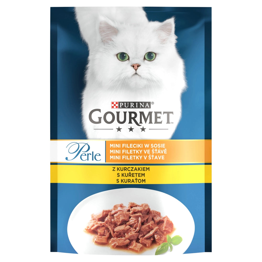 Purina Gourmet Perle Kattmat mini filébitar i sås med kyckling 85g