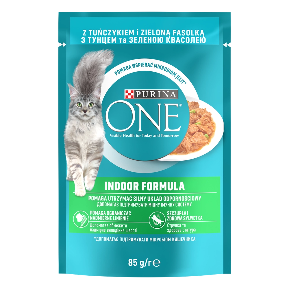 Purina One Indoor Formula Kattmat med tonfisk och gröna bönor 85 g