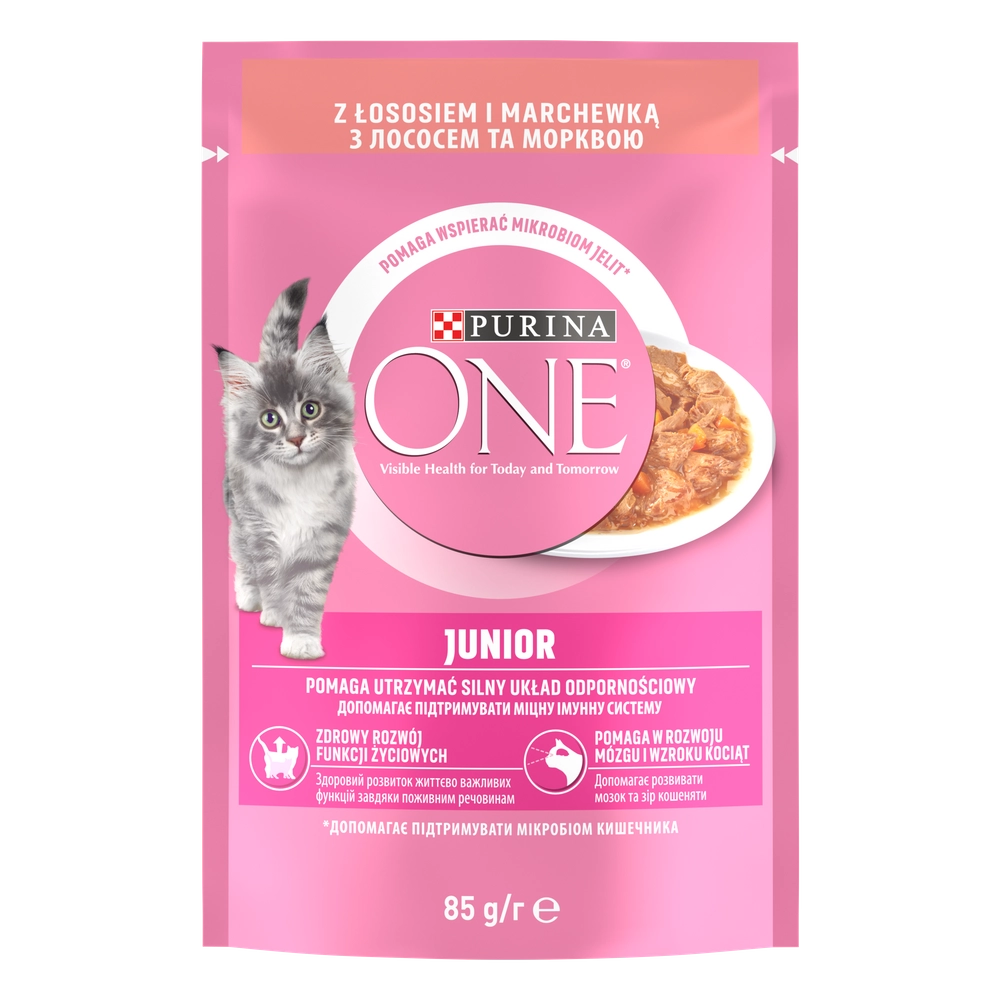 Purina One Junior Foder för kattungar med lax och morötter 85g