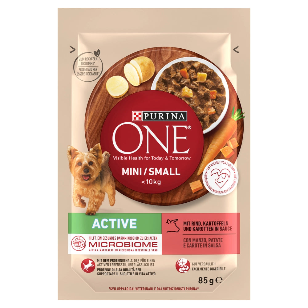 PURINA ONE Mini Active med nötkött & morötter 85 g