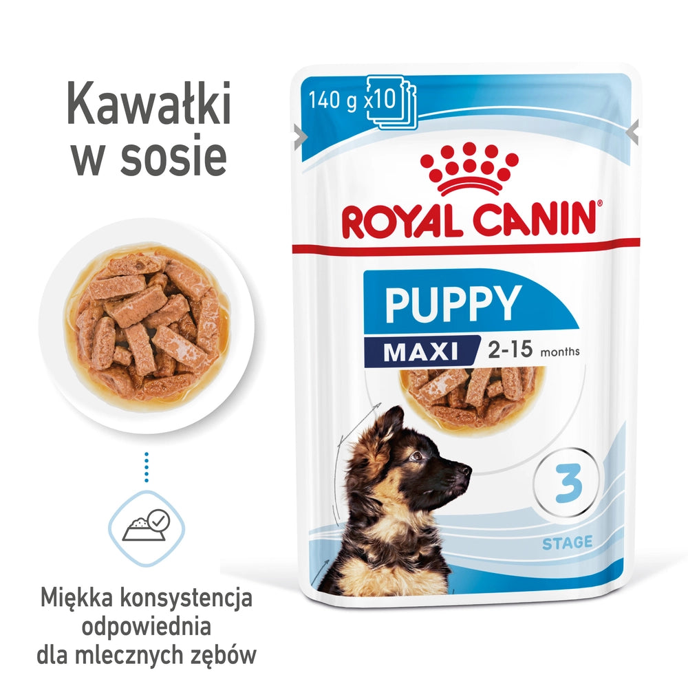 ROYAL CANIN Maxi Puppy 10x140g våtfoder i sås för valpar upp till 15 månaders ålder, stora raser
