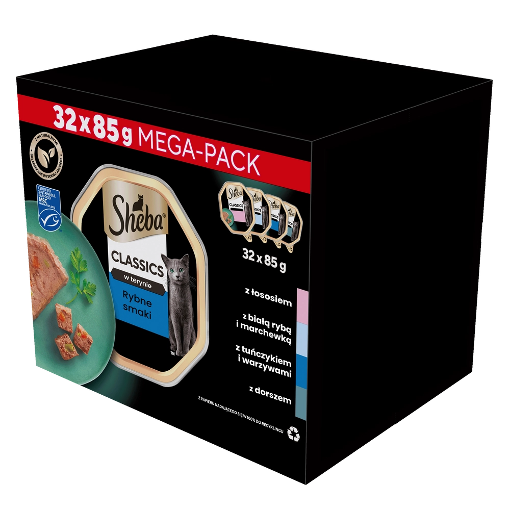 SHEBA Classics Fisk Smaker brickor 32x85g