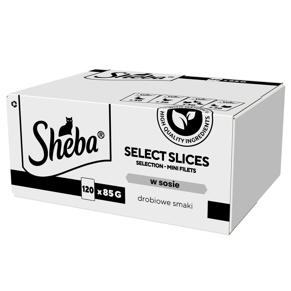 SHEBA Selection Select Slices Fågelsmaker portionspåsar 120x85 g – våtfoder helfoder för vuxna katter, i sås
