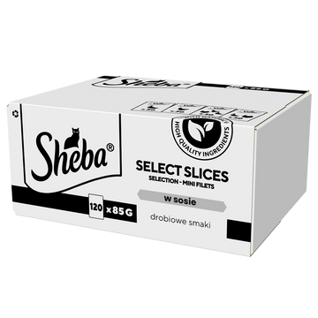 SHEBA Selection Select Slices Fågelsmaker portionspåsar 120x85 g – våtfoder helfoder för vuxna katter, i sås