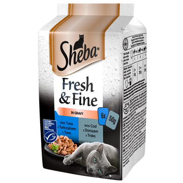 SHEBA saszetka 6x50g Fresh & Fine - våtfoder för katter i sås (med tonfisk, med torsk)