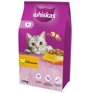 WHISKAS Adult 1,4 kg - torrfoder för vuxna katter, med utsökt kyckling